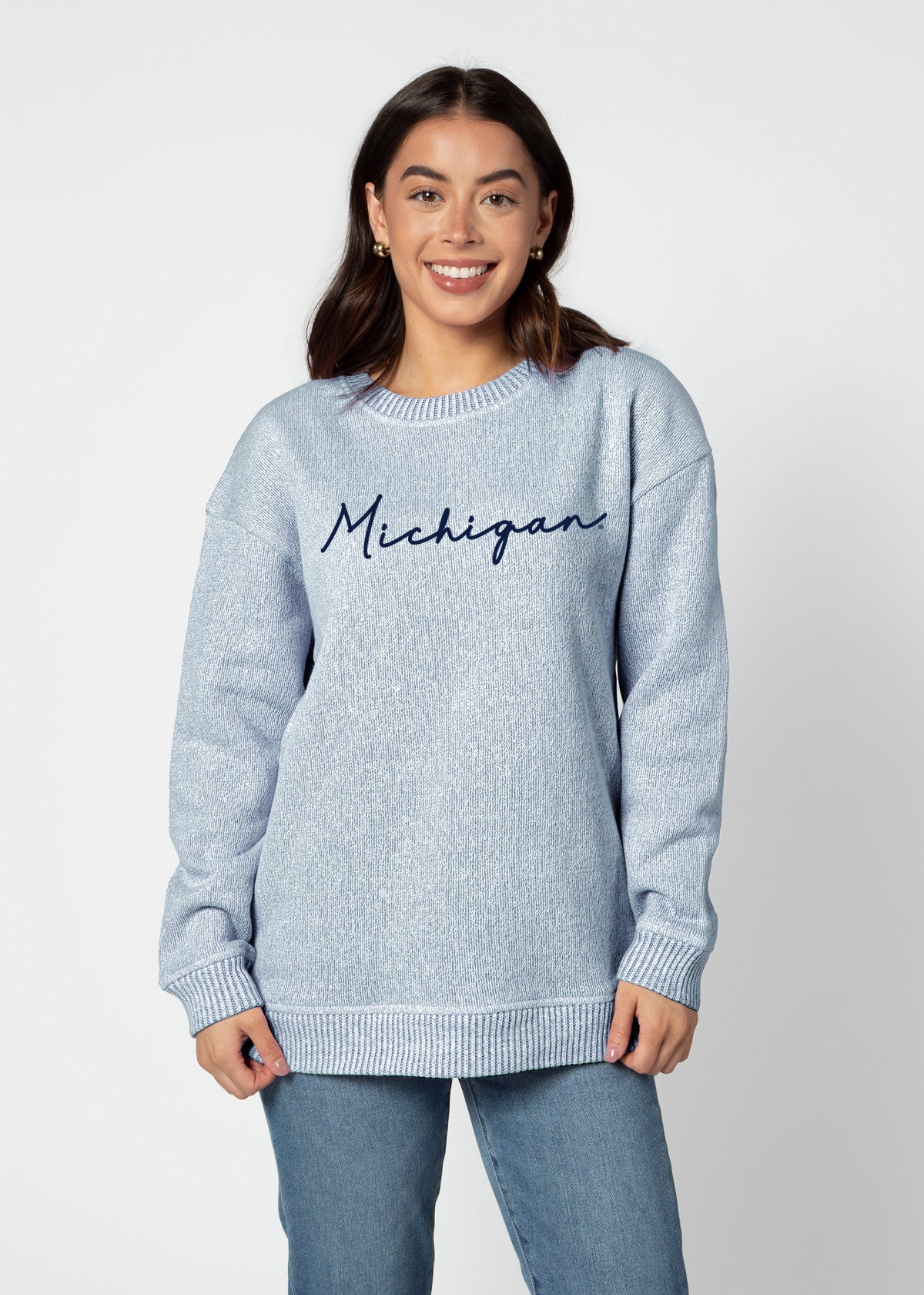Michigan Wolverines Ink Warm Up Crew Sweatshirt | Brushed Fleece