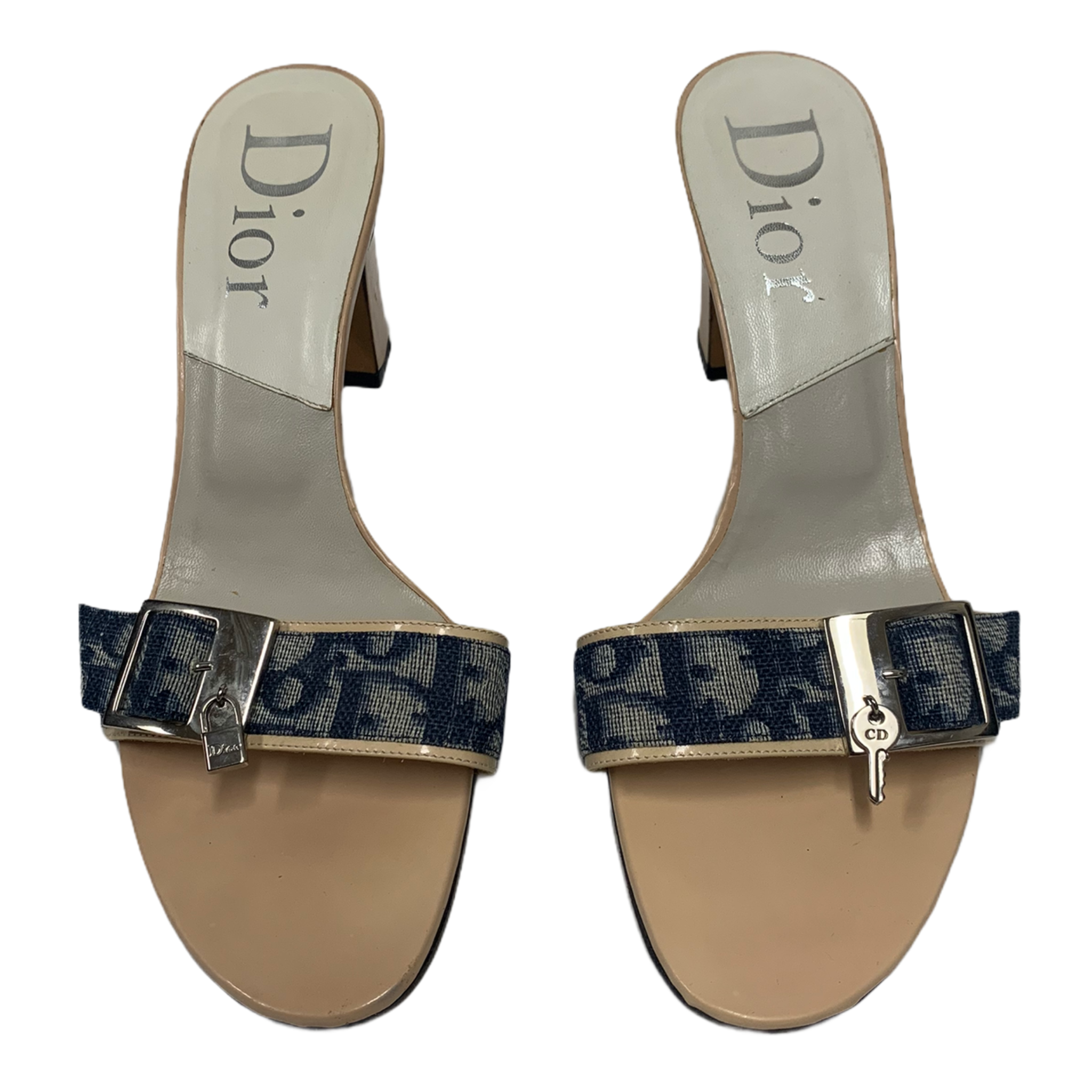 CHRISTIAN DIOR VINTAGE MULES SANDALS KEY/LOCK CHARM SIZE 39 – Chic