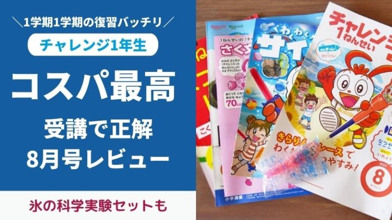 チャレンジ1年生8月号付録と教材をブログでレビュー。1学期の復習は