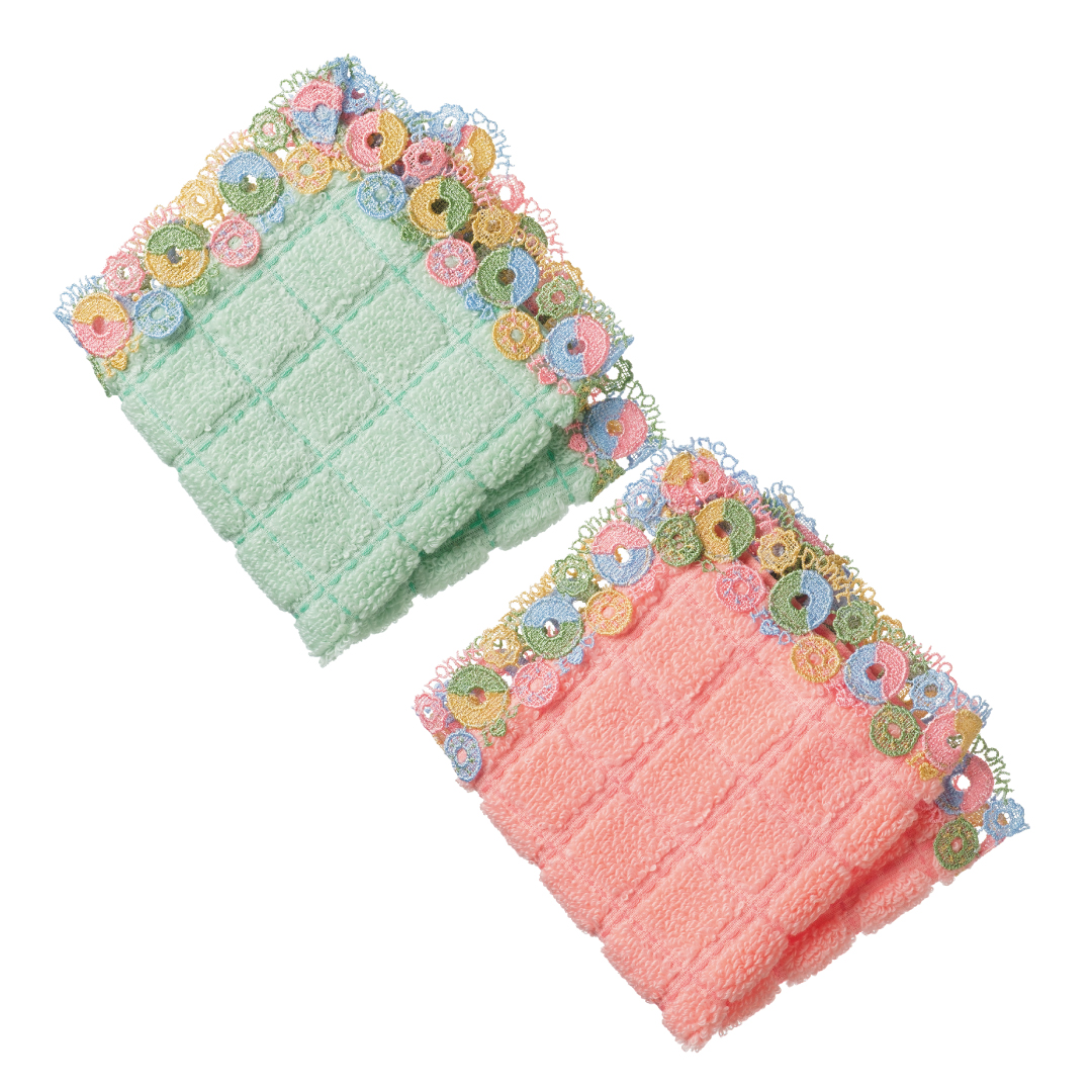 シーズンタオルハンカチ/ドーナツ（グリーン） | 横浜元町 近沢レース店