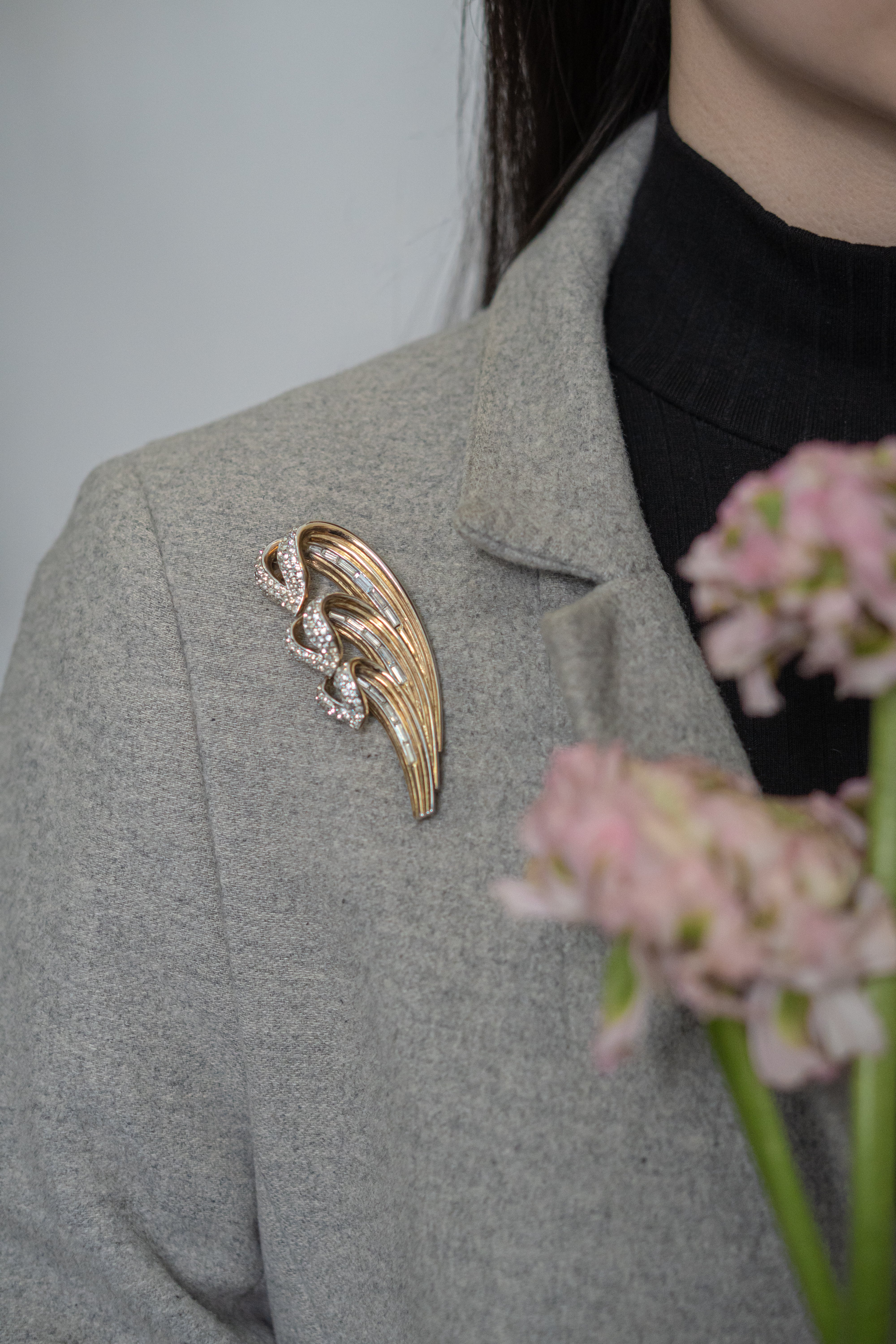 Trifari（トリファリ）ブローチ「Art Deco Leaf」 ／ヴィンテージ