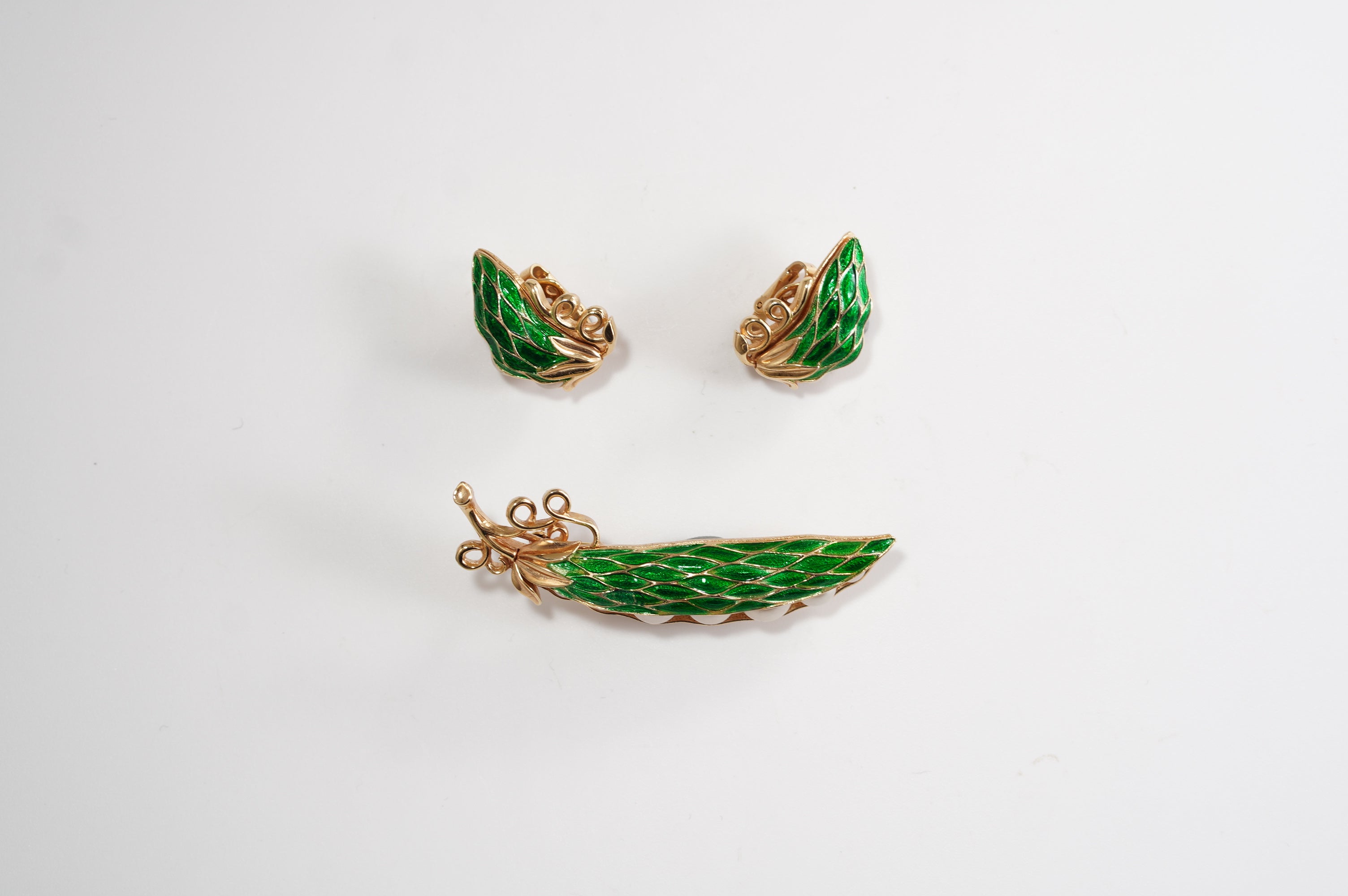 Trifari（トリファリ）ブローチ「えんどう豆」／ヴィンテージ