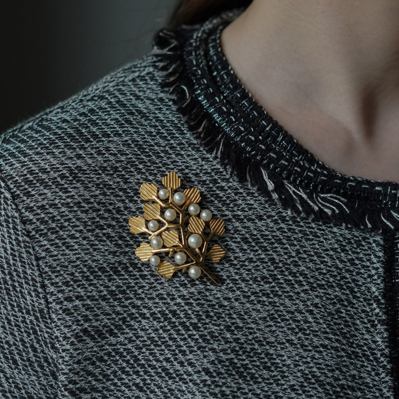 Trifari（トリファリ）ブローチ「GOLD PEARL」／ヴィンテージ