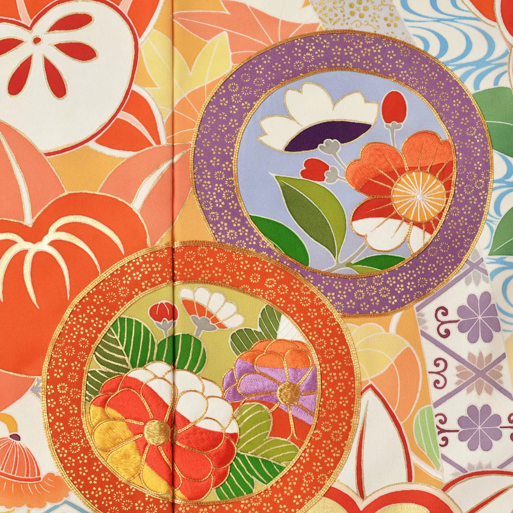 千總 - オンラインショップ - / 【振袖】滝取桃山草花華紋｜オレンジ