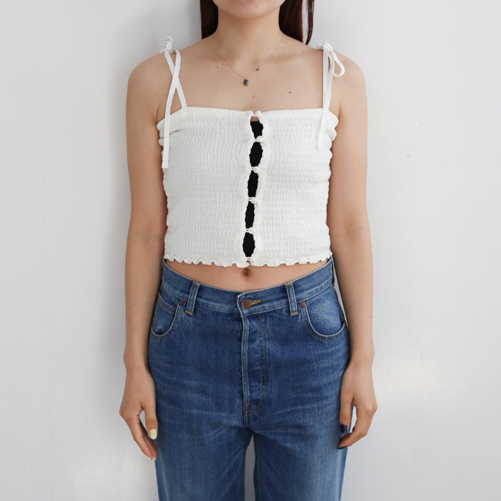 PHEENY Cotton shirring camisole 