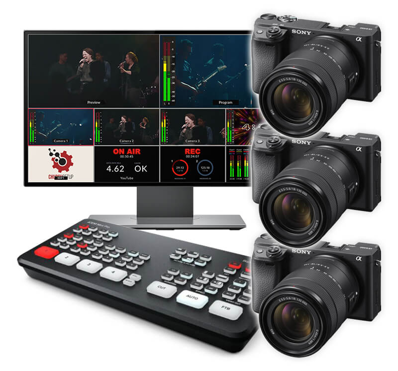 ATEM Mini Pro 3-Camera Streaming Kit - Church Live Streaming