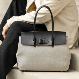 グレインキャンバスコンビ フラップトートバッグ（3月再入荷予定