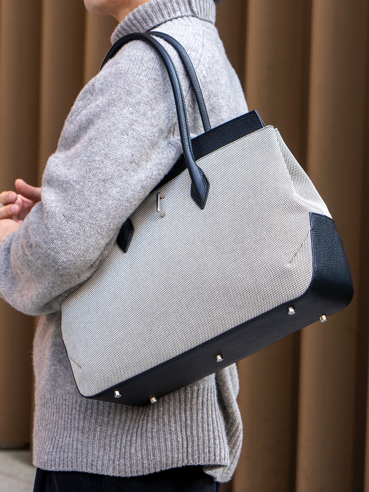 グレインキャンバスコンビ フラップトートバッグ（3月再入荷予定