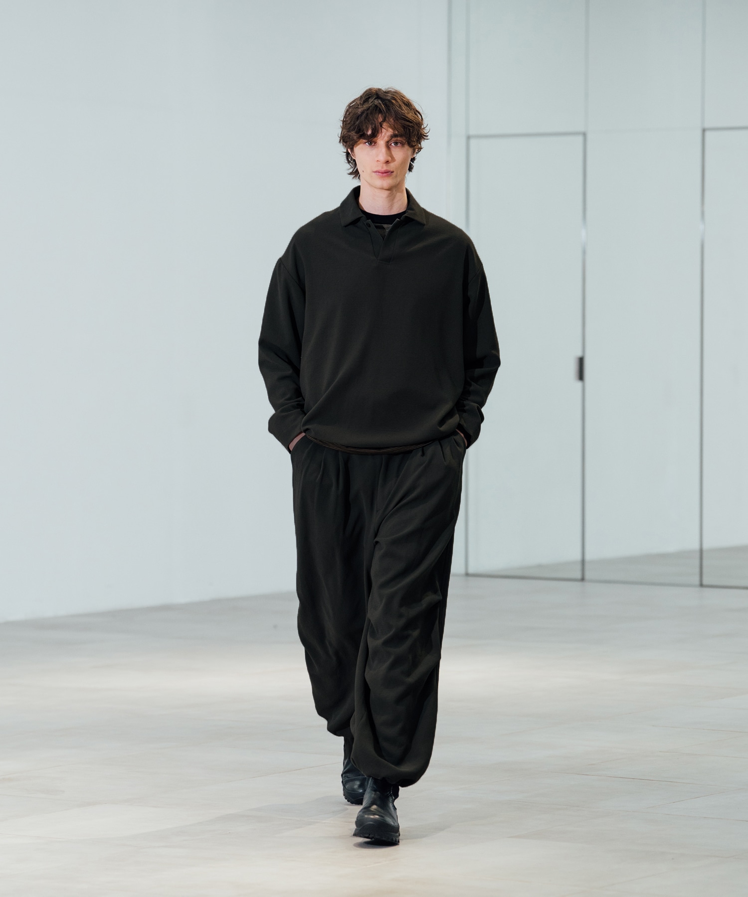 Multi-flex スキッパー長袖ポロシャツ(2 BLACK): : メンズ｜CITY TOKYO