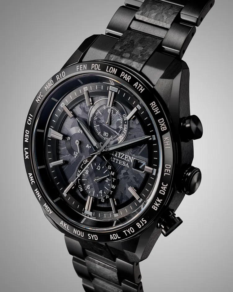 ATTESA Black Dial Super Titanium with DLC Coating Bracelet AT8287