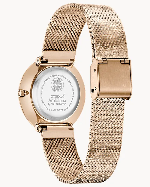 L Ambiluna - Men's Eco-Drive EM0643-50X Rose Gold Mesh Watch | CITIZEN