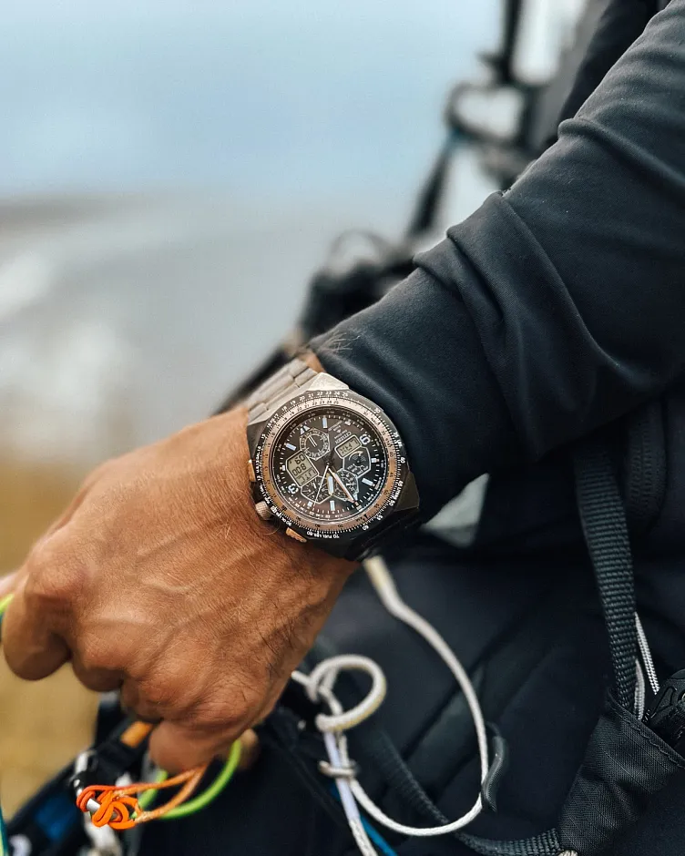 Promaster Skyhawk A-T Black Dial Stainless Steel Bracelet JY8146