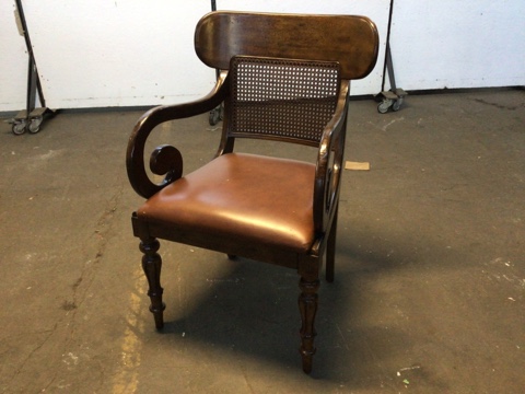 Seating Dining Chair - Ralph Lauren Scroll Arm Cane Back w/Brown