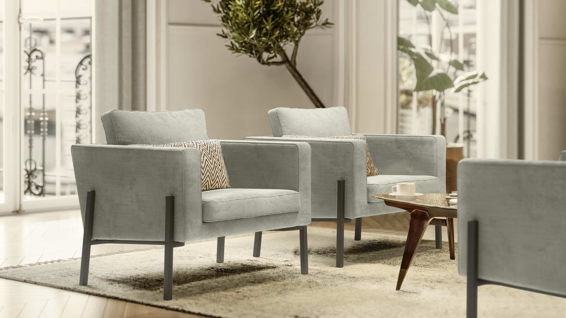 IKEA コアルプ KOARP 1人掛けソファ グレー 背面収納有り IKEA