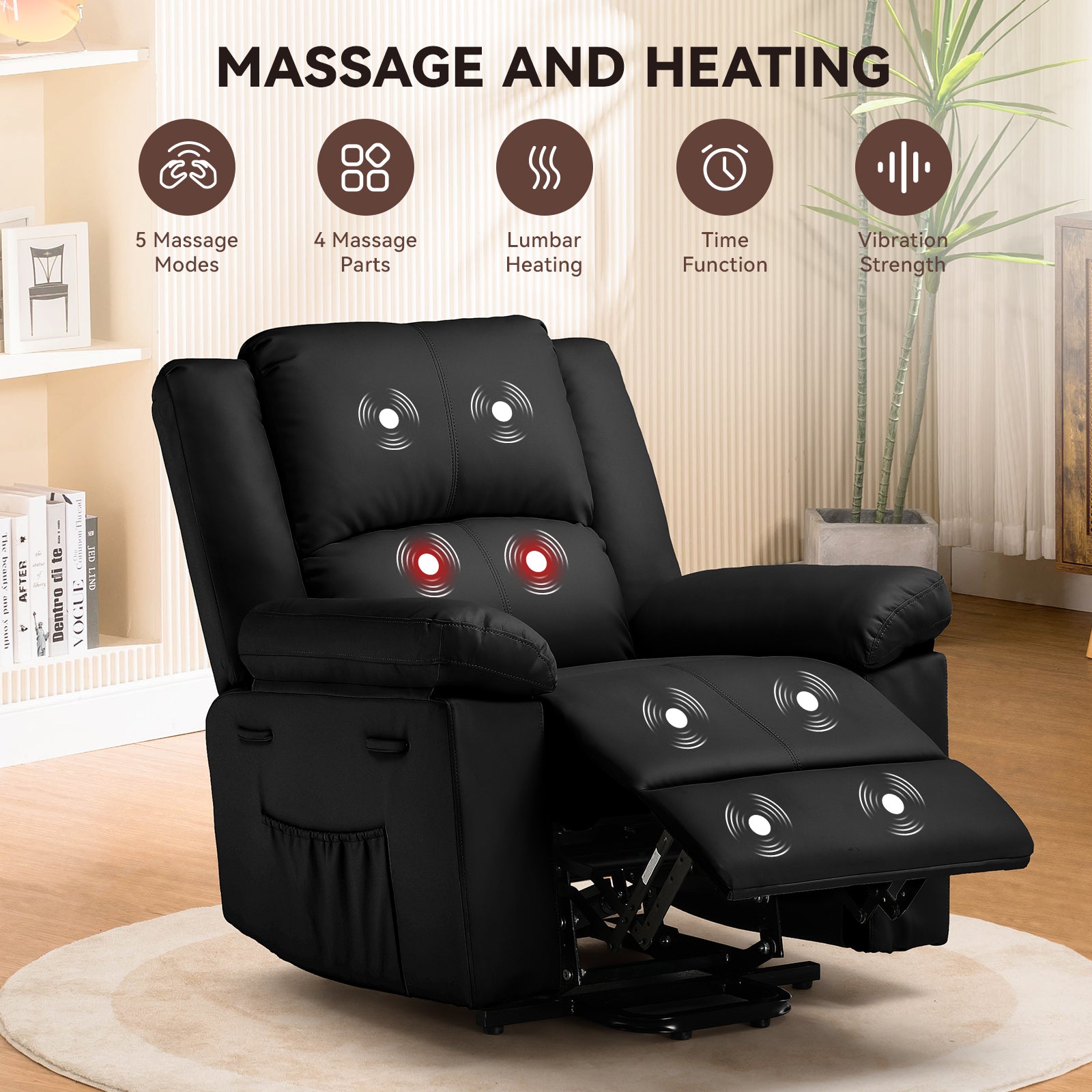 COMHOMA PU Power Lift Recliner with Massage & Heat H7135 COMHOMA