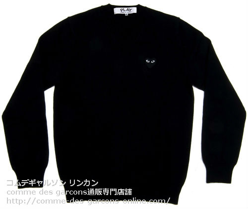 プレイ コムデギャルソン 黒ハート Vネックニット-黒-ユニセックス