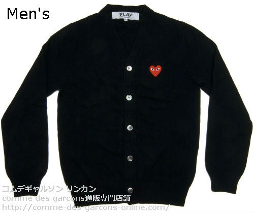 プレイ(Play)コムデギャルソン 赤ハート カーディガン 黒（Ladies/MEN