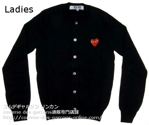 プレイ(Play)コムデギャルソン 赤ハート カーディガン 黒（Ladies/MEN