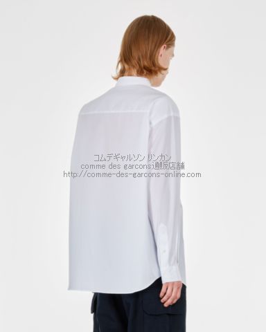 コムデギャルソンオム 定番 コットンブロード 刺繍ロゴ・ブラウス-長袖