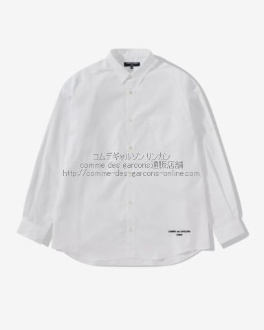 コムデギャルソンオム 定番 コットンブロード 刺繍ロゴ・ブラウス-長袖