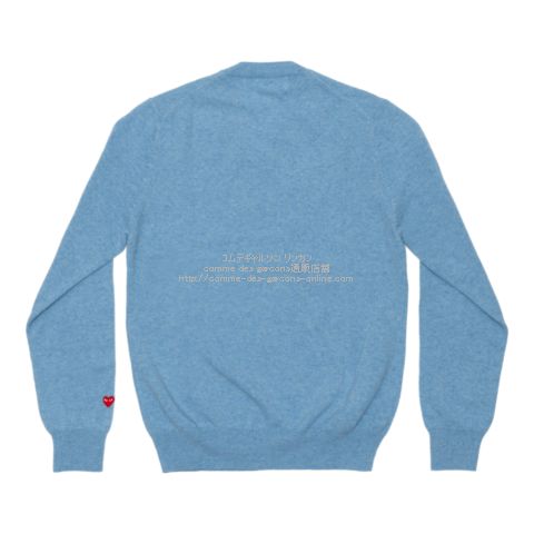 プレイ コムデギャルソン 袖に小さな赤ハート Vネックニット パステル