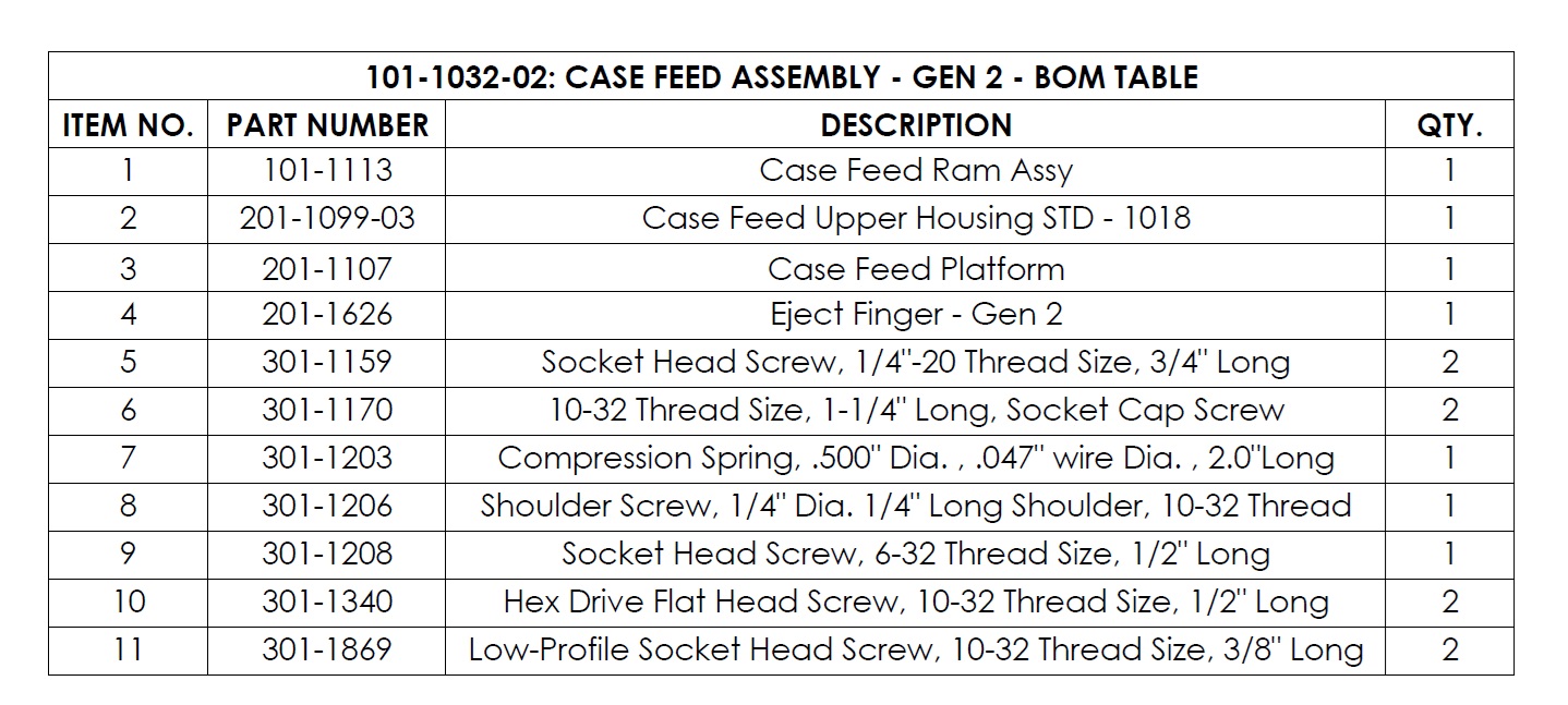 Case Feed Assembly - Gen 2