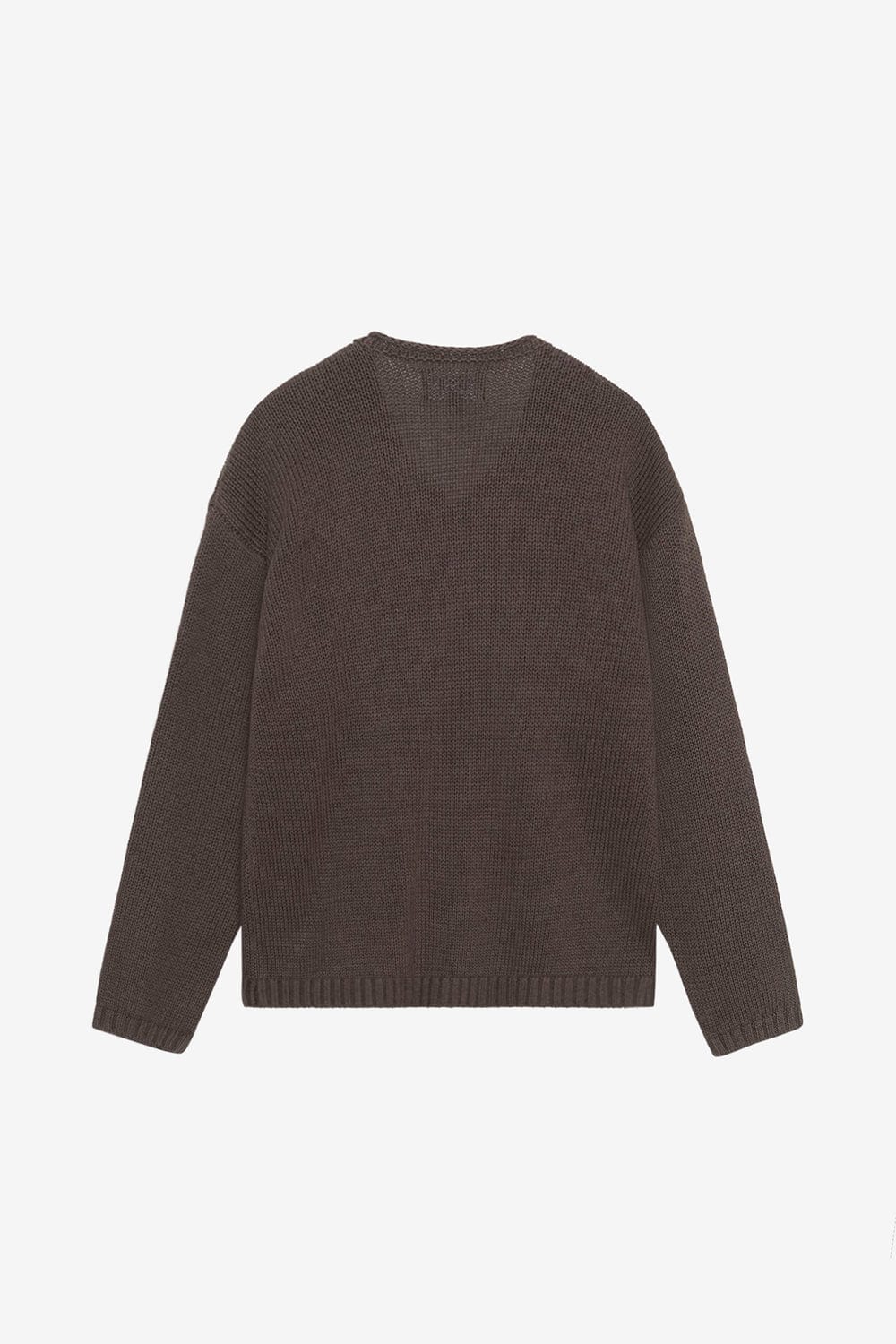 Stussy Roll V-Neck Logo Sweater (Brown) - Commonwealth