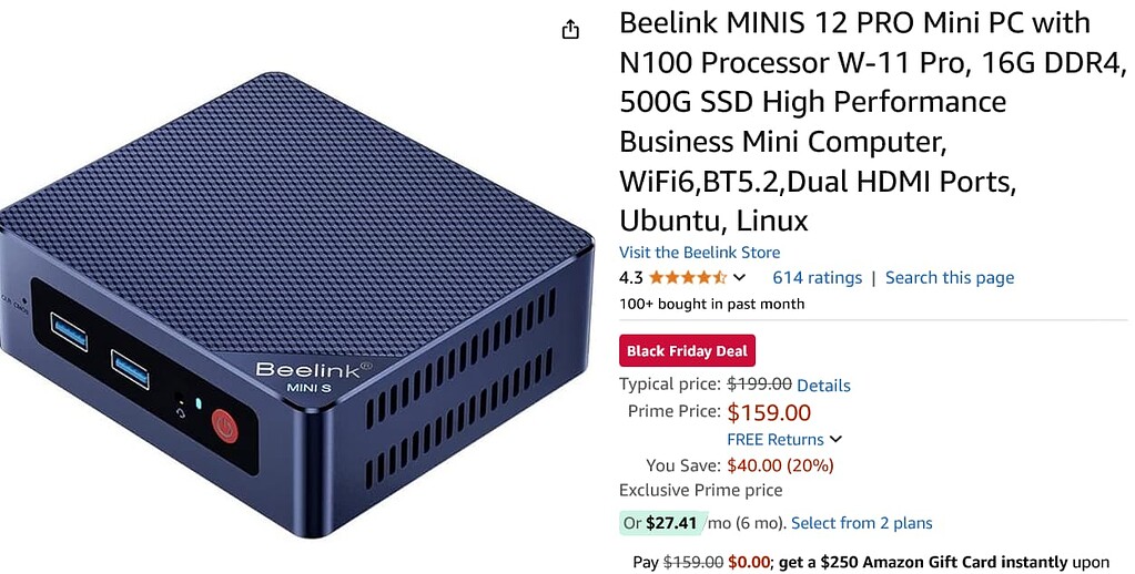 Beelink N100 w/Win 11 Black Friday $159 - Deals - Channels Community
