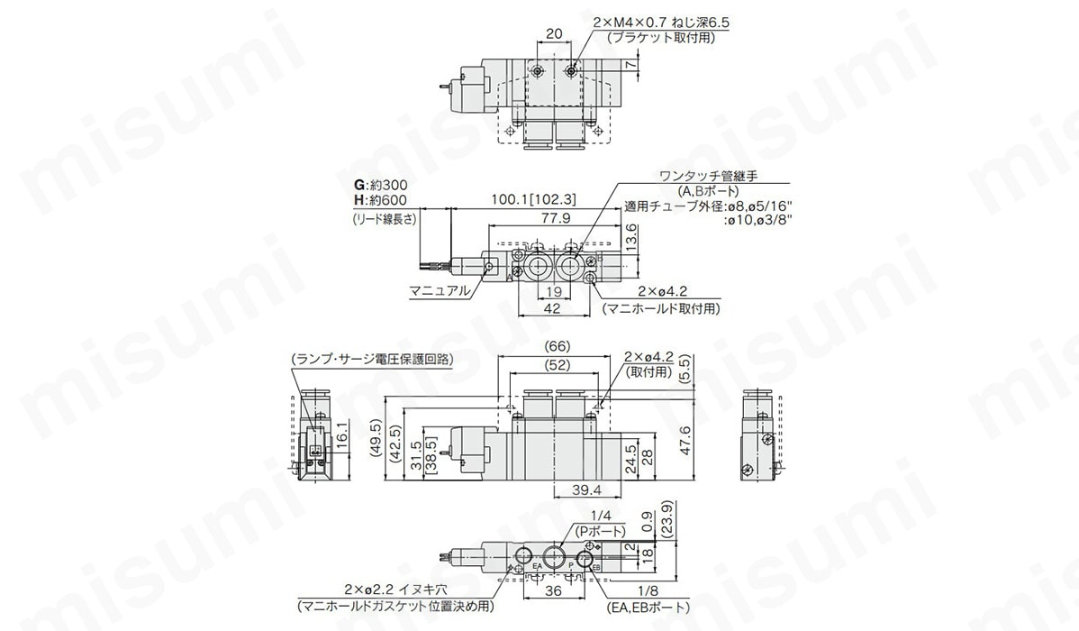 SY7120-1DZ-02 | 5ポートソレノイドバルブ 直接配管形 単体 SY7000