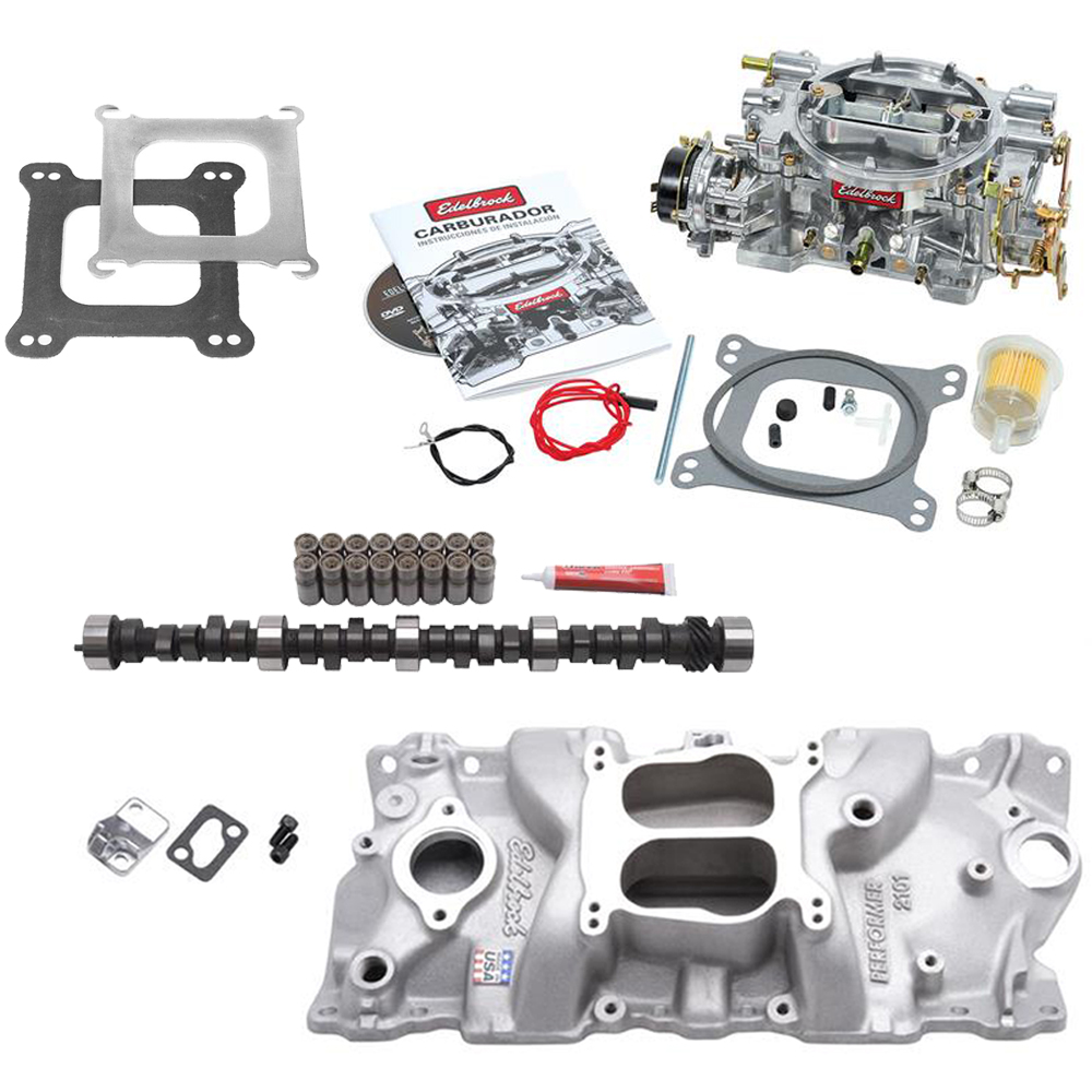 Edelbrock 1406 Performer Power Package w/Adptr, Small Block Chevy