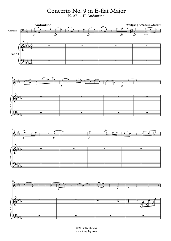 ピアノ協奏曲第9番 変ホ長調 K.271「ジュノム」〜第2楽章：アンダンテ
