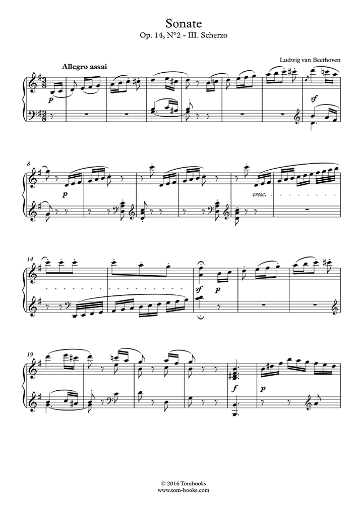 ピアノ・ソナタ第10番 ト長調 Op.14-2〜第3楽章：スケルツォ、アレグロ