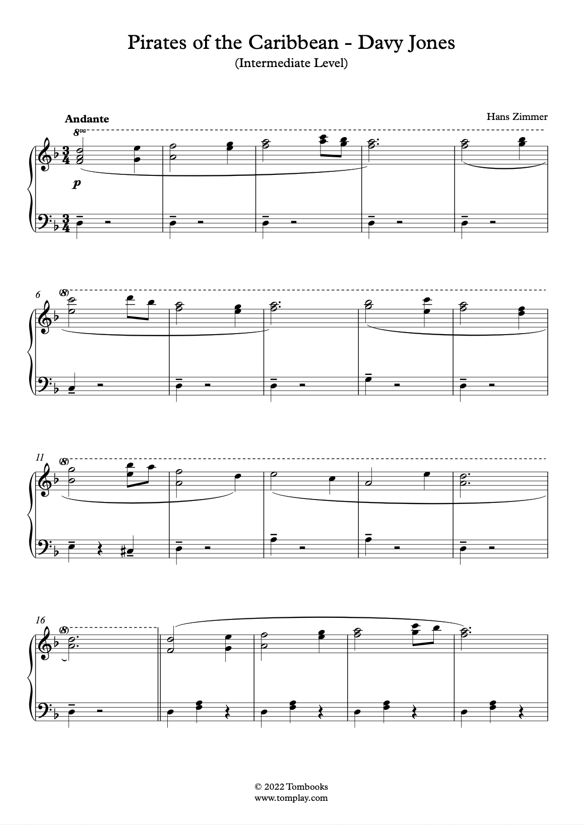 デイヴィ・ジョーンズのテーマ曲（上級）（映画「パイレーツ・オブ