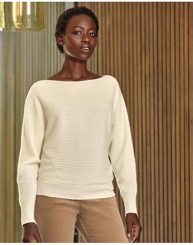 Soft White | Cashmere Boat Neck Jumper | Pure Collection