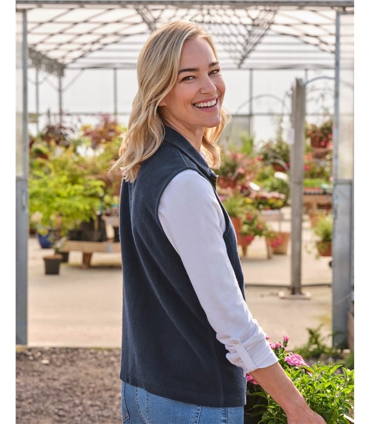 Navy | Cotton Fleece Vest | WoolOvers US