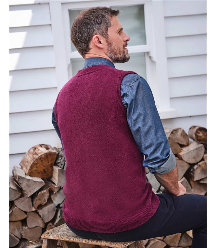 Red Wine | Mens Lambswool Vest | WoolOvers US