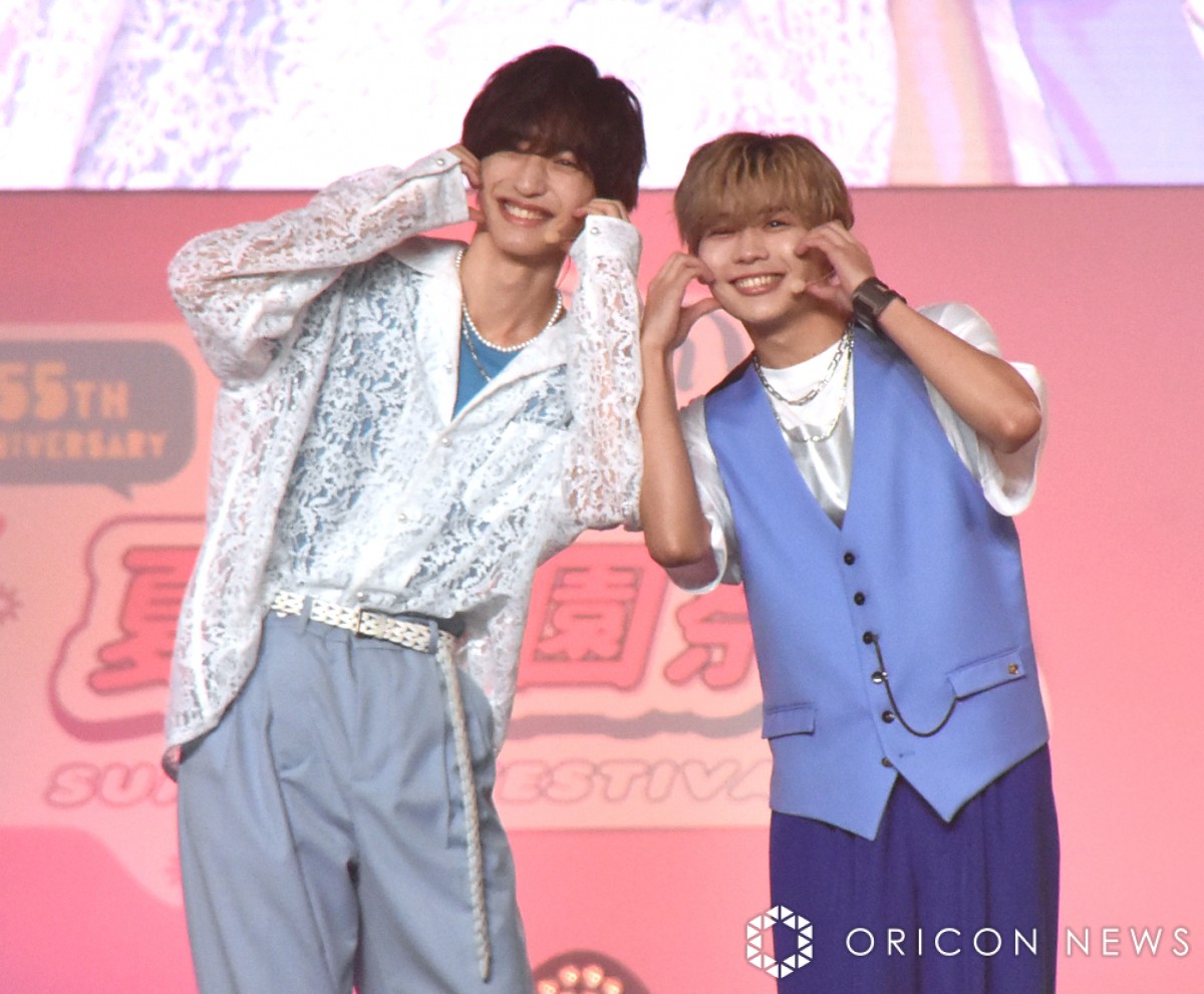 なにわ男子・道枝駿佑＆長尾謙杜“ほっぺハート”にファン歓喜 仲良し