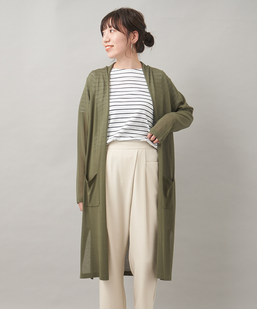 透け感がトレンド】シースルーニットロングカーディガン | Chez toi