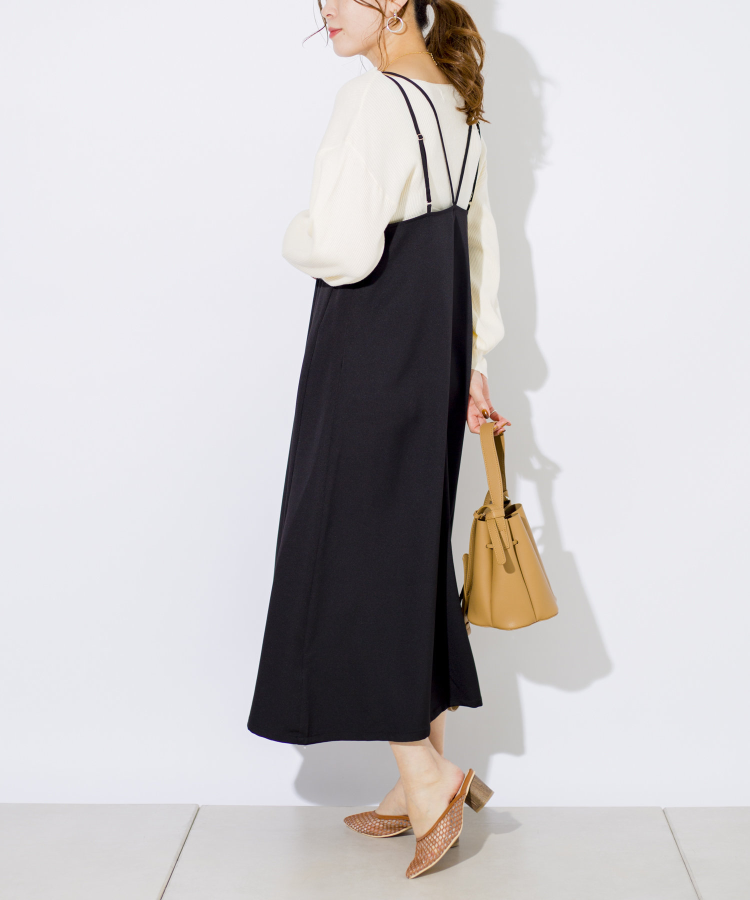 肩紐調節可能】Wストラップサテンキャミワンピース | prose verse