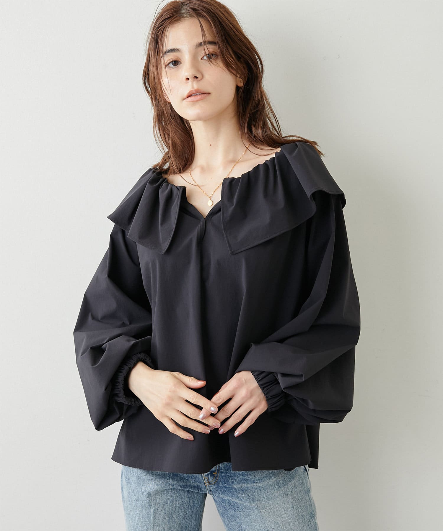 ポプリンフリルブラウス | Whim Gazette(ウィム ガゼット)レディース