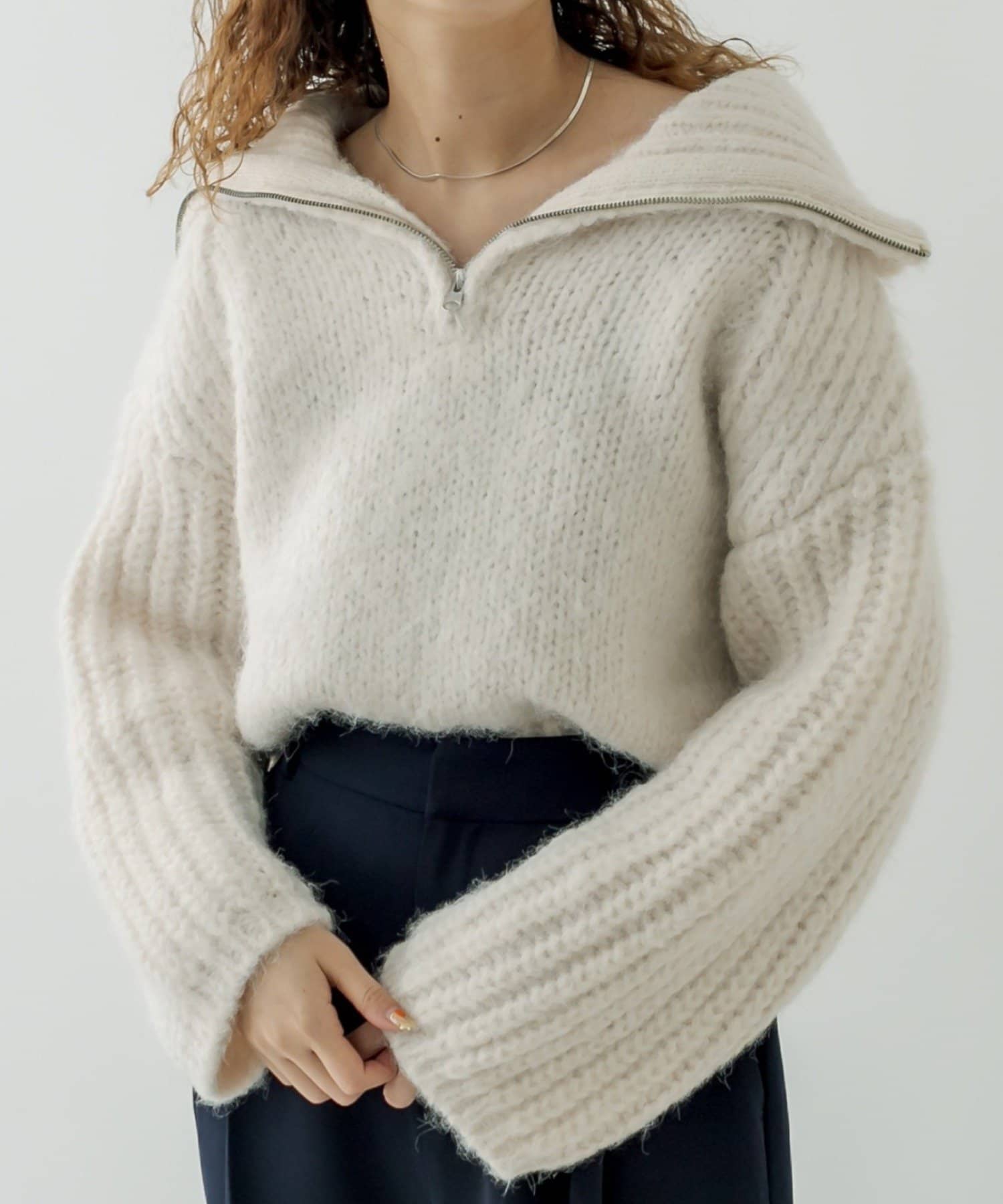 mystic】ハーフZIPモヘアライクニット | OUTLET(アウトレット