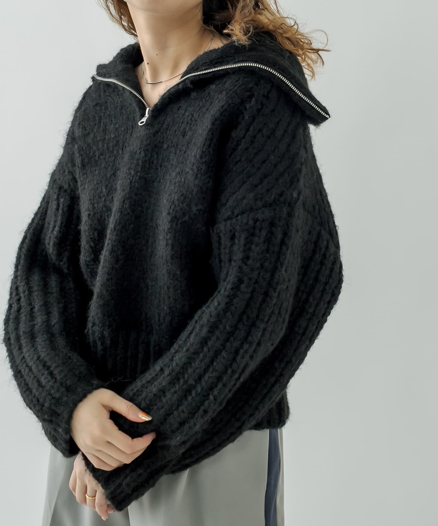 mystic】ハーフZIPモヘアライクニット | OUTLET(アウトレット