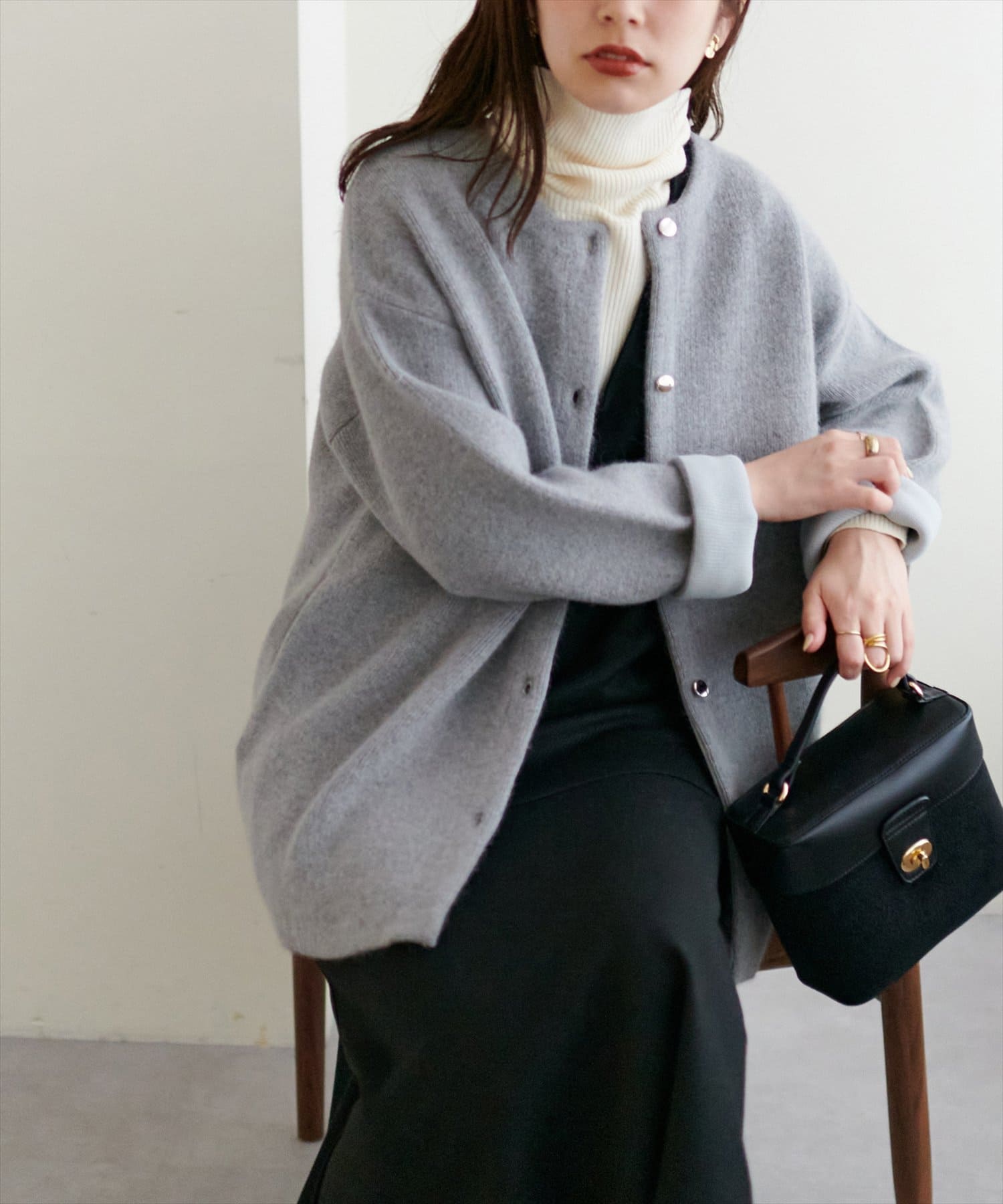 2022AWアイテム/フォックス混ダブルフェイス高見えニットコート