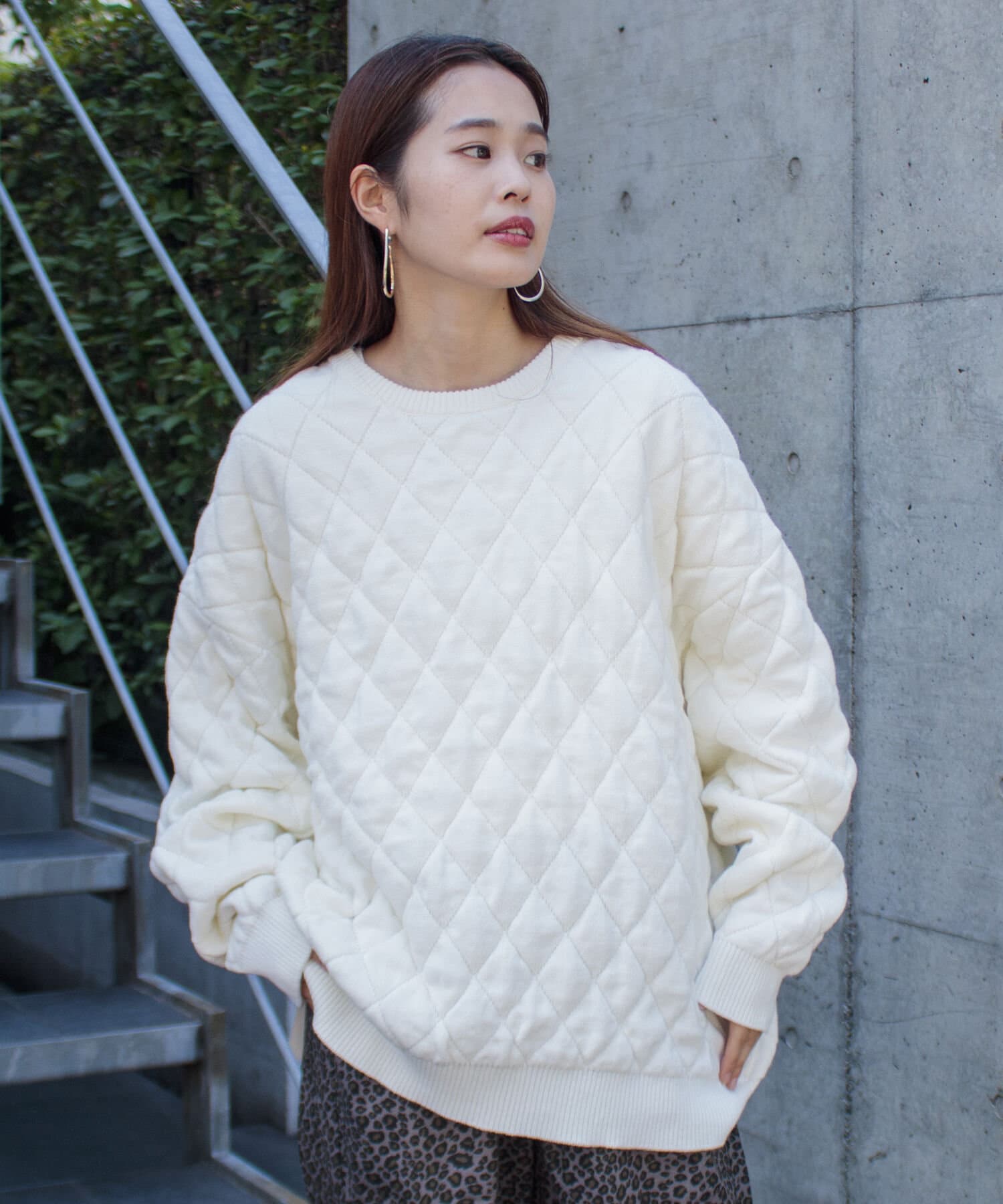 GLOSTER】キルティングニット プルオーバー アーガイル | FREDY