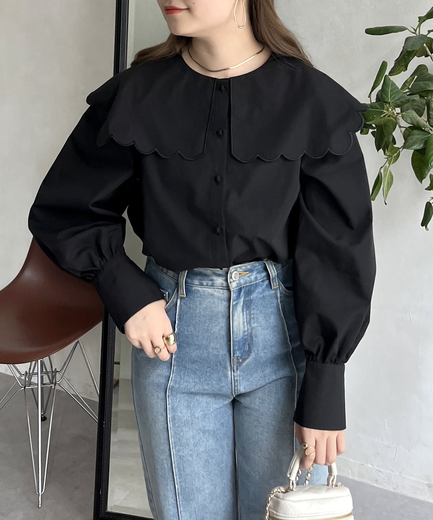 ビッグカラースカラップブラウス | prose verse(プロズヴェール