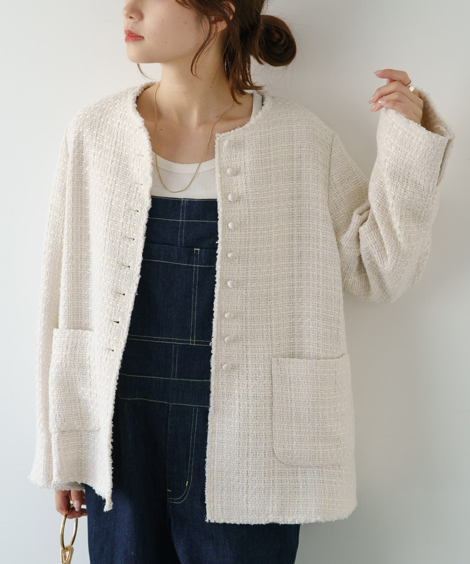 ツイードノーカラージャケット | PUAL CE CIN(ピュアルセシン