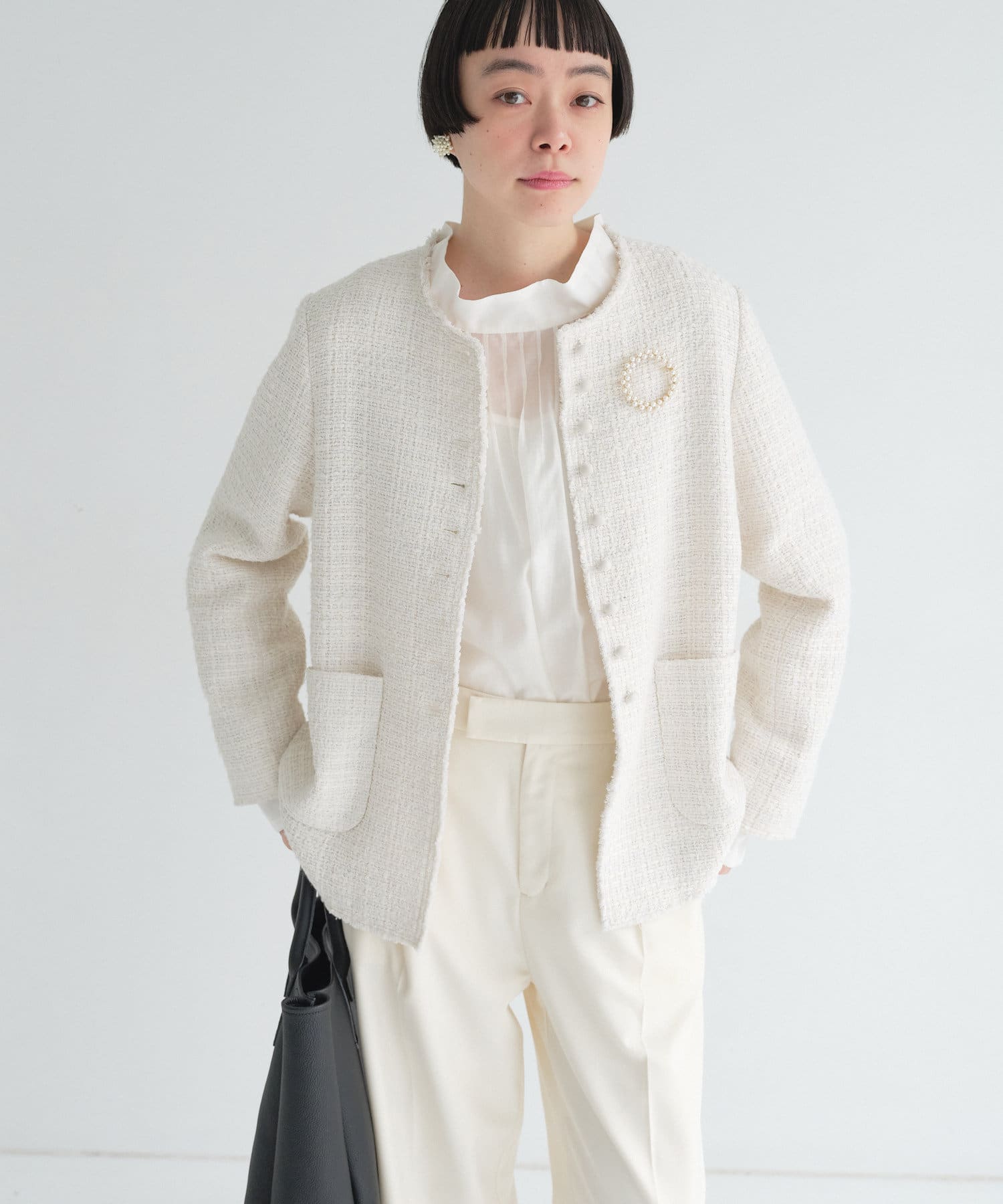 ツイードノーカラージャケット | PUAL CE CIN(ピュアルセシン