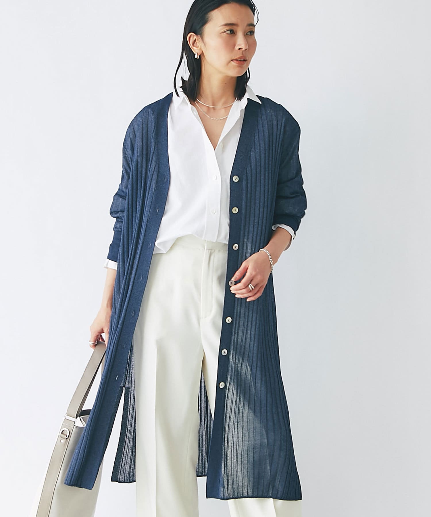 さりげないラメが大人な一枚】ラメニットロングカーディガン | RIVE