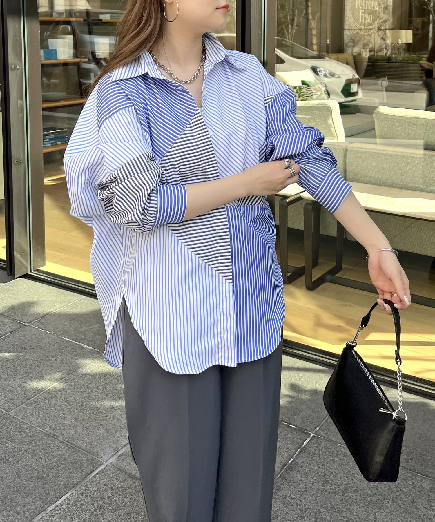 クレイジーパターンストライプシャツ | prose verse(プロズヴェール