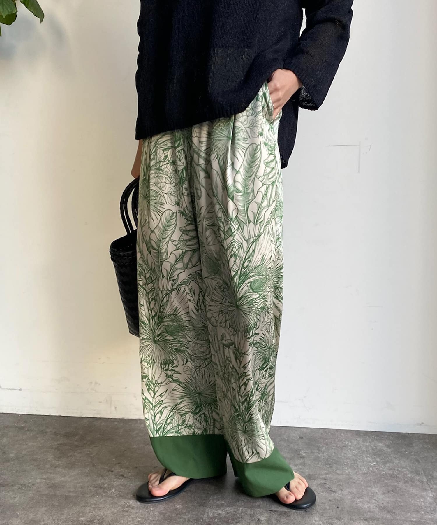 新色追加】【WEB限定】リーフ柄イージーパンツ | DOUDOU(ドゥドゥ